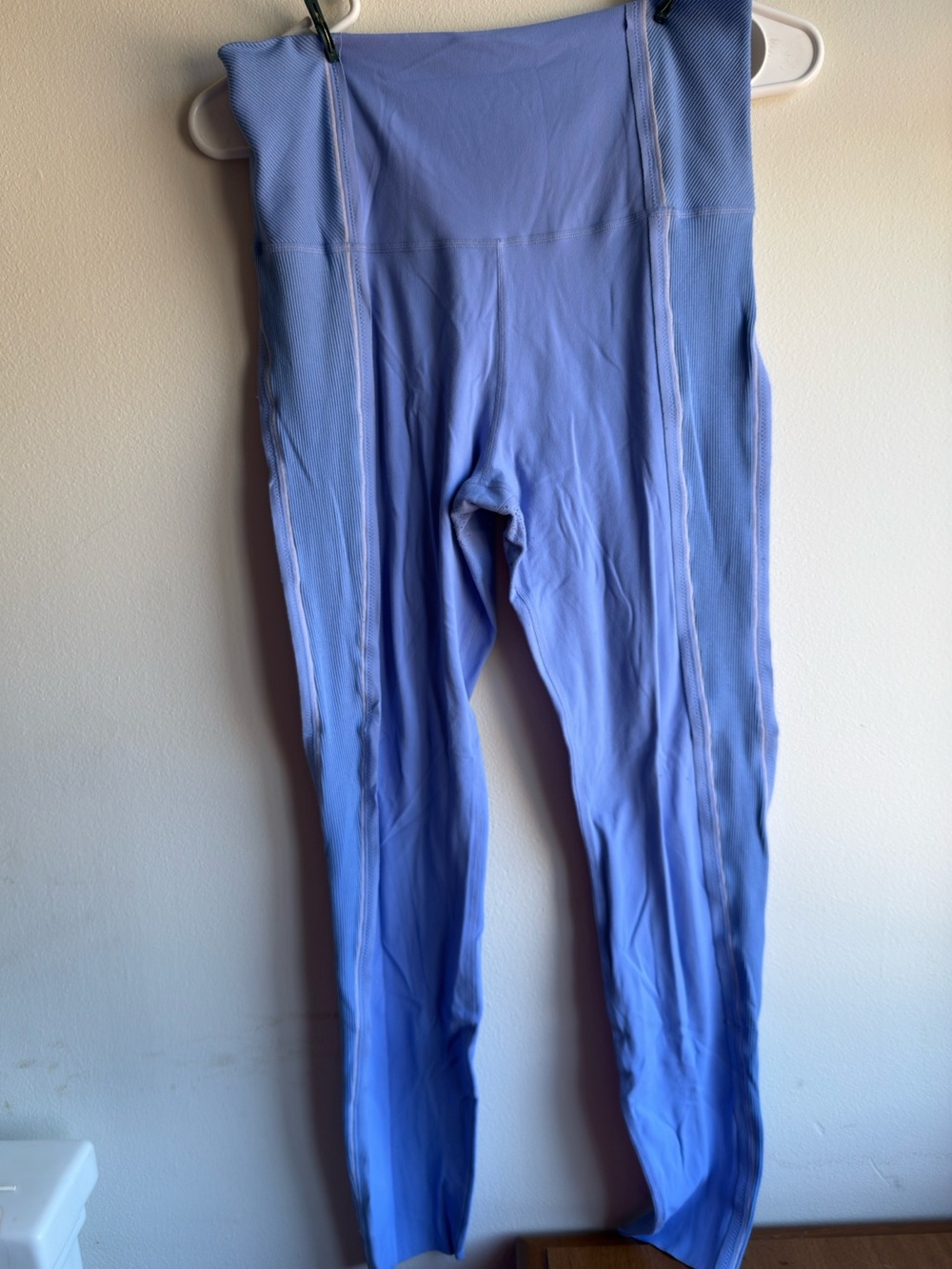 Nike Yoga Dri-FIT Periwinkle Blue High Rise Ribbed Raw Hem Leggings Size L